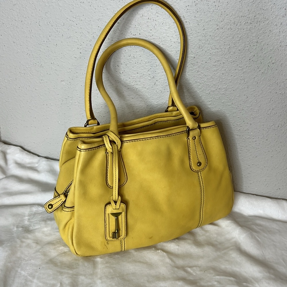 FOSSIL LEATHER YELLOW BAG - Picture 2 of 7